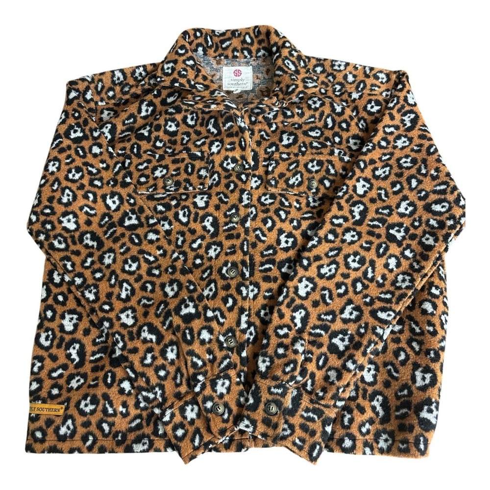 Women's Size XL Simply Southern Shacket Jacket Animal Print Oversized